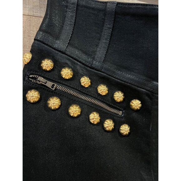 Gucci Women's Black Embellished High-Rise Studded Skinny Jeans Size 25 - Picture 5 of 13